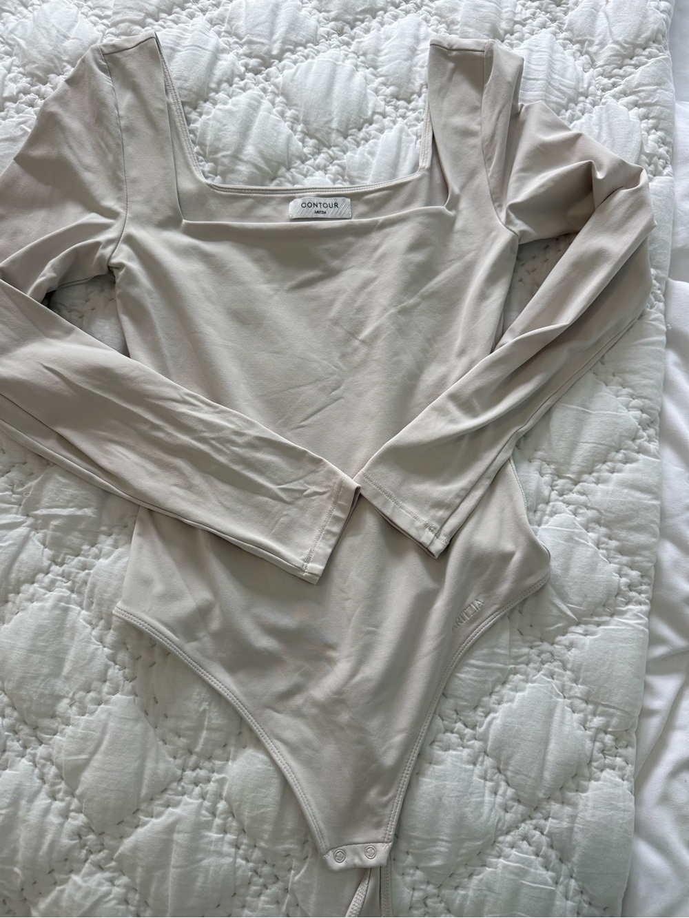 Aritzia Contour Long Sleeve Square Neck Bodysuit - ‘Stone’ colour